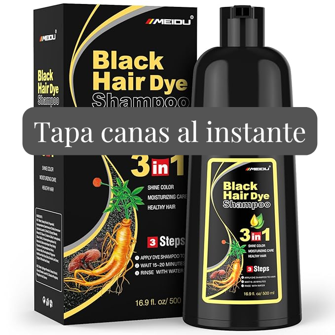 Shampoo Negro Tinte 3 en 1 – Tapa Canas al Instante