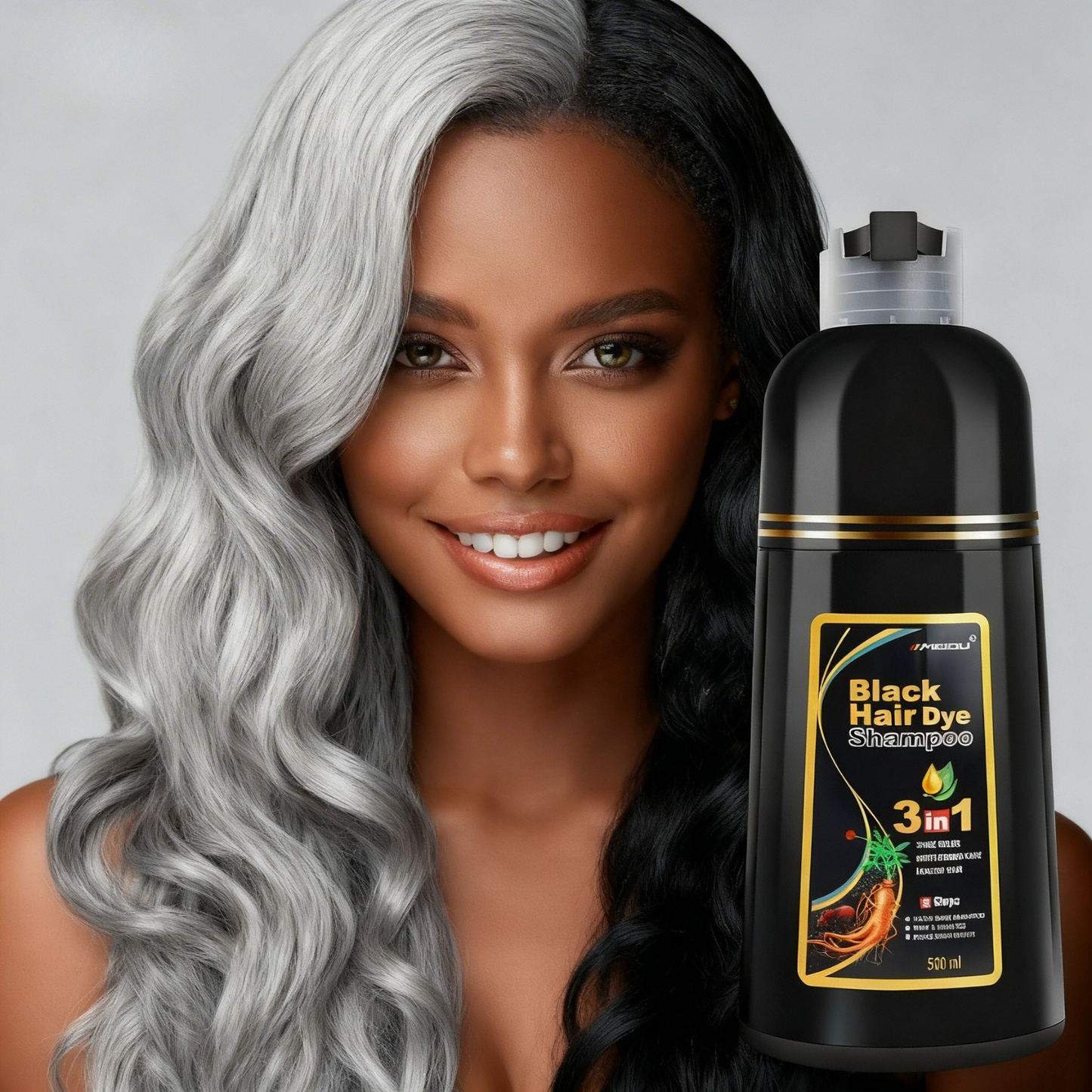 Shampoo Negro Tinte 3 en 1 – Tapa Canas al Instante