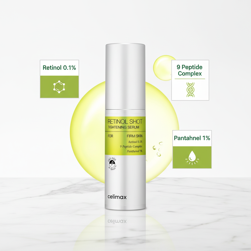 Celimax Retinol Shot con ingredientes Retinol 0.1%, 9 Péptidos y Pantenol